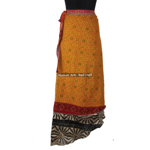 India Vintage Silk Sari Beach Wear Wrap <b>Skirt</b> <b>Boho</b> Stylish Multi Color Summer Wear Comfortable Fashion <b>Boho</b> Hippie Free Size - Product Image 2