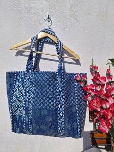 <b>Vintage</b> Lightweight Indigo Solid Color Cotton <b>Tote</b> <b>Bag</b> Handmade Shoulder <b>Bag</b> Quilted Market <b>Tote</b> Reusable Shopping <b>Bag</b> Women - Product Image 1