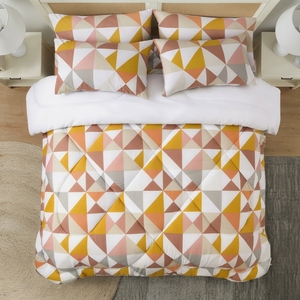 Modern Geometric Quilted Comforter Set 100% Cotton Percale T-150 All-Season Breathable Home Use - Product Image 1