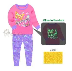 Barbieliya制造商设计和销售蝴蝶睡衣女孩睡衣夜光儿童睡衣