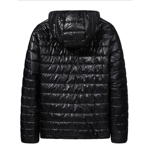 Veste matelassée imperméable à capuche 100% nylon avec design patchwork, style streetwear - Product Image 6