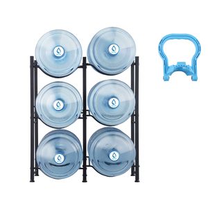 Portabottiglie d'acqua a 3 livelli per carichi pesanti, a doppia fila, capacità 6 bottiglie da 5 galloni, per scaffali da garage - Product Image 4