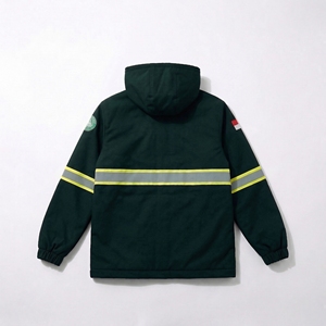 Chaqueta de Seguridad Verde de Alta Visibilidad con Capucha y Cinta Reflectante, Ropa de Trabajo con Bordado Personalizado |   Fabricante de Uniformes de Seguridad OEM - Product Image 2