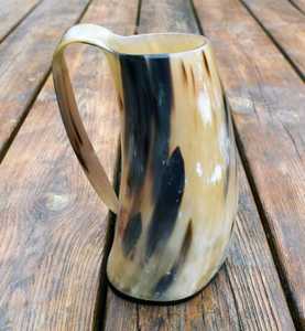 Taza de Cuerno Hecha a Mano HASAN CRAFT con Asa, Color Natural, Diseño Moderno y Lujoso, Ecológica, para Uso Doméstico - Product Image 1