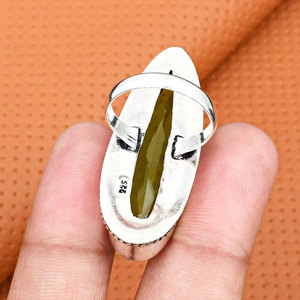 Handcrafted 925 Sterling Silver Green Gemstone <b>Ring</b> Large Marquise Cut <b>Statement</b> <b>Ring</b> Vibrant Big Stone Wholesale Jewelry - Product Image 6