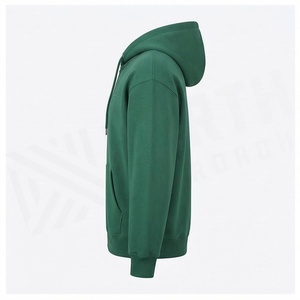 Sudadera con Capucha Verde para Hombre, Cierre de Cremallera, Corte Regular, Felpa Francesa de Algodón, Estilo Casual para Otoño, Bolsillo Frontal con Logotipo - Product Image 3