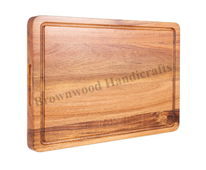 เขียงไม้อะคาเซียแข็งทรงสี่เหลี่ยมย้อนกลับได้พร้อมร่องลึกทำด้วยมือคุณภาพระดับพรีเมียมสำหรับการใช้งานอเนกประสงค์ - Product Image 4