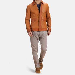 Chaqueta de Cuero Genuino para Hombre, Estilo Clásico de Motero con Cierre de Cremallera para Uso Casual y al Aire Libre - Product Image 3