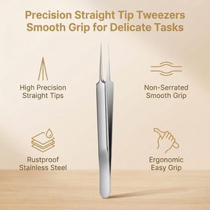 Pinzas para vello encarnado de acero inoxidable, removedor de puntos negros de precisión, pinzas para cejas, vello facial, astillas y garrapatas - Product Image 4
