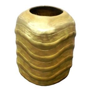 Pot de fleurs en laiton pour décoration de jardin, revêtement rond, en laiton mat, couleur or, Design classique, fait à la main - Product Image 1