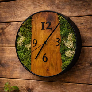 Luxury Modern Traditional Beige Round Wood Wall <b>Clock</b> Contemporary Industrial Retro Handmade With Grass For Guest Room - Product Image 1