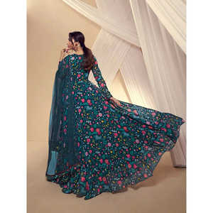 ชุดคุर्ตาลายดอกไม้ MALAIKA ARORA พร้อมงานปักด้วยด้ายและลูกไม้ พร้อมผ้าคลุมไหล่ ไซส์ XS [34] - Product Image 5