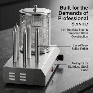 2-in-1 Hot Dog <b>Steamer</b> and Bun Warmer Station Commercial Sausage Heating Machine with Tempered Glass Cylinder for Convenience St - Product Image 3
