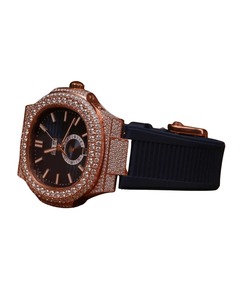 Nuevo Reloj Cronógrafo Hip Hop Antiguo y Sencillo para Hombre, Movimiento de Cuarzo, Diamantes Moissanite VVS, Correa de Goma Cuadrada Personalizada - Product Image 2