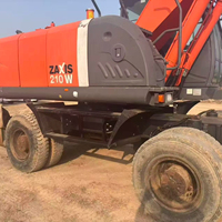 Excavatrice sur pneus Hitachi ZX210W d'occasion, 21 tonnes, d'origine japonaise, en bon état, d'occasion, pelle hydraulique, matériel de construction routière