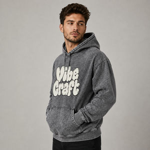 Sweat à capuche oversize pour homme, vintage, délavé à l'acide, en coton épais, broderie personnalisée, streetwear, pull décontracté tendance, vente en gros - Product Image 2