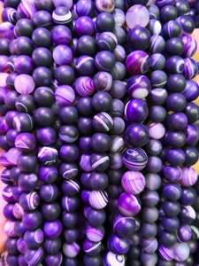 ลูกปัดหินอาเกตสีม่วงลายเส้นแบบด้าน สำหรับทำสร้อยข้อมือ DIY เครื่องประดับทำเอง - Product Image 3