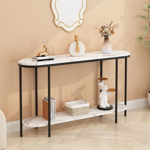 Vintage Style Metal Accent <b>Table</b> Featuring Marble Finish Premium Decorative Furniture For Contemporary Apartment Interior Themes - Product Image 2