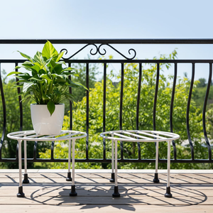 Round Galvanized Metal <b>Plant</b> Stand Flower Pot Holder Gamla <b>Support</b> Rack Indoor Outdoor <b>Garden</b> Balcony Corner Display Stand - Product Image 1