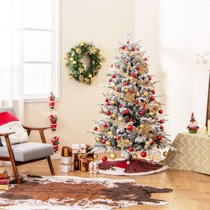 Albero di Natale floccato pre-illuminato da 1,2-2,1 m con luci LED multicolore e 8 modalità - Product Image 6