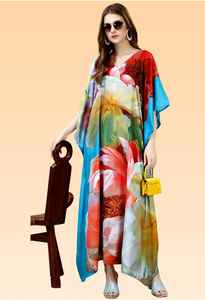 Robe kaftan élégante pour femme – Kaftan de plage imprimé coupe ample pour la collection d'été. - Product Image 2
