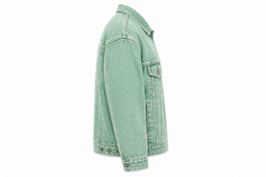 Chaqueta de Mezclilla Lavada para Hombre, Color Verde Sólido, Cuello Camisero, Estilo Casual de Primavera, Corte Regular, Material de Algodón, Cierre de Botones - Product Image 3