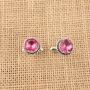 Designer Handmade Stylish <b>Cuff</b> <b>Links</b> Set In Pink Tourmaline Gemstone Jewellery In 925 Sterling Silver Plated For <b>Men</b> And Women - Product Image 2
