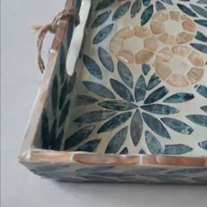 Plateau de service rectangulaire authentique indien en os incrusté, style classique, durable, personnalisable, poli, avec motif floral élégant, fait main - Product Image 4