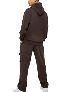 Ensemble de survêtement cargo pour homme : sweat à capuche avec poches utilitaires et pantalon cargo jogger – 2 pièces, style streetwear décontracté, vente en gros - Product Image 3