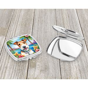 Fox Terrier Luau miroir de maquillage de voyage compact Design portable pliant avec caractéristiques décoratives cadeau pour femmes filles - Product Image 3