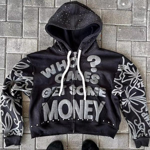 Nouveau modèle 2026 Sweat à capuche court entièrement zippé pour homme, 100% Coton, Séchage rapide, Respirant, Haute qualité, Logo personnalisé, Coupe oversize, Style streetwear - Product Image 5