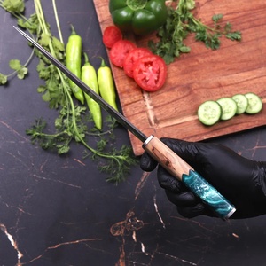 Cuchillo de Chef Damasco Hecho a Mano Estilo Japonés con Mango de Madera Personalizable Acabado Satinado Ambidiestro Cuchillo de Cocina de Carbono de 8-9.9 Pulgadas - Product Image 5