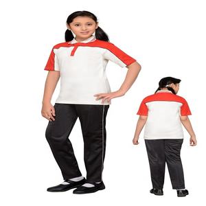 ชุดเดรสเครื่องแบบนักเรียนสำหรับเด็กเสื้อยืดสีเหลืองล้วนและกางเกงติดตามสีดำ - Product Image 4