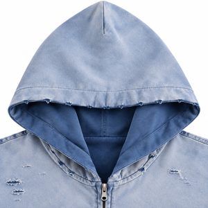 Veste unisexe gothique à capuche zippée, coupe oversize unie, respirante, tricotée 100% coton, anti-plis, style streetwear automne - Product Image 2