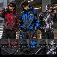 Veste bomber pour homme tendance, personnalisée, de haute qualité, à capuche, avec fermeture éclair, coupe-vent, imperméable, changeant de couleur en fonction de la chaleur, en nylon