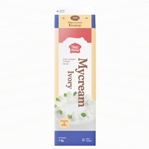 Produits essentiels pour la pâtisserie et la décoration de gâteaux HALAL Mycream Crème de garniture lactée mélangée ivoire 1KG Fournisseur mondial OEM/ODM - Product Image 1