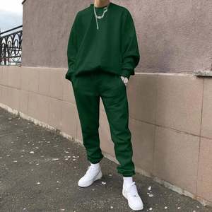 Ensemble de survêtements pour hommes fabriqués par OEM, 2 pièces, séchage rapide, couleur unie, sweat-shirts et pantalons amples, vêtements d'automne et d'hiver, 100% coton, 380 GSM - Product Image 3