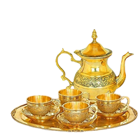 Cafetière arabe en laiton au design attrayant, finition dorée, écologique, pour la maison et l'hôtel, pot à thé et à café