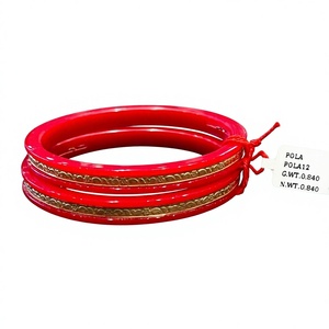 Traditional 22K Solid Gold <b>Red</b> Pola Bangle for Women Handcrafted Gold Plated Coral Bangle <b>Bracelet</b> Indian Wedding Jewelry - Product Image 1