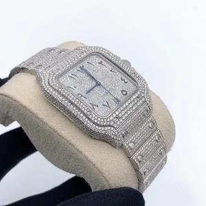 Montre en acier inoxydable sertie de diamants avec chiffres arabes, entièrement scintillante, automatique, mécanique, élégante, de luxe, tendance - Product Image 2