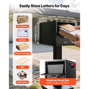 Cassetta Postale Robusta Anti-Manomissione e Antifurto, Montaggio su Palo, Magnetica, Resistente alle Intemperie, Chiudibile a Chiave per Uso Esterno - Product Image 3