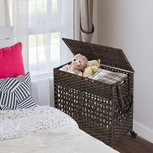 Cesto per Bucato a 2 Scomparti da 110L con 2 Sacchi Interni Lavabili, Rimovibili e Pratici per l'Uso Quotidiano - Product Image 5