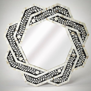 Miroir mural console en os incrusté fait main - Design rustique moderne, écologique, décoration de mariage et de maison, taille et couleur personnalisables - Product Image 3