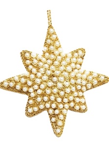 Juego de Adornos Navideños Zardozi Hechos a Mano de Alta Calidad, Decoraciones Colgantes Festivas de Terciopelo Rojo con Cuentas, Personalizables - Product Image 6