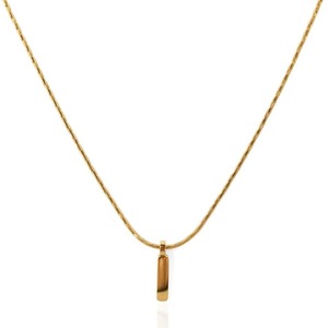 Colgante de Barra Minimalista de Lujo en Plata Rodiada con Moissanita y Cadena de Serpiente - Product Image 1