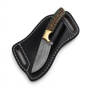 Cuchillo de caza al por mayor de acero de Damasco con mango de resina de piña personalizado y bolster de latón, cuchillo de hoja fija para camping al aire libre, OEM - Product Image 3