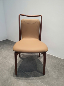 Chaise de salle à manger en bois de noyer massif de qualité supérieure avec coussin en cuir pleine fleur, meubles de luxe pour la maison, la cuisine, le restaurant, l'hôtel PISANO - Product Image 4