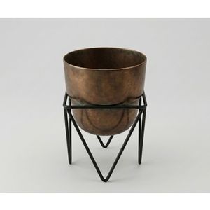 Premium Bronze Finished Metal Planter with <b>Stand</b> Modern Design Indoor Outdoor Plant <b>Pot</b> <b>Stand</b> Decorative Home Garden Decor Item - Product Image 1