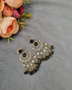 Pendientes de diseñador con cuentas de cristal y piedras preciosas talladas en forma de princesa, estilo Jhumka, para mujer, tradicionales, para fiestas y eventos, venta al por mayor. - Product Image 5