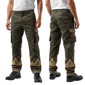 Pantalon TACTICAL STANDARD pour homme, coupe décontractée, imperméable, imprimé flamme, uni, avec fermeture éclair longue sur le devant, en toile rigide, personnalisable - Product Image 2